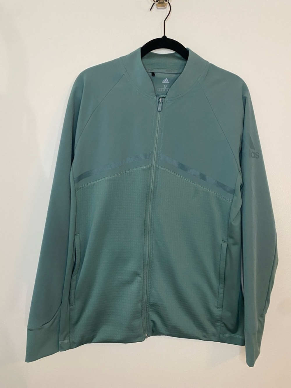 Adidas Men's Golf Hybrid Full-Zip Jacket Lightweight Emerald Green Size Medium